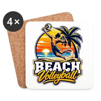 Beach Volleyball Sunset Summer Vibes - Power - Untersetzer (4er-Set) - Weiß - Vorne
