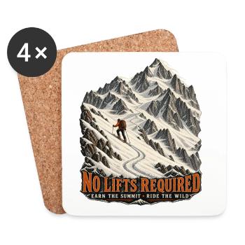 No Lifts Required – Skitour am Steilhan - Untersetzer (4er-Set) - Weiß - Vorne