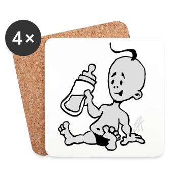 Baby with a milk bottle - Coasters (set of 4) - white - Front