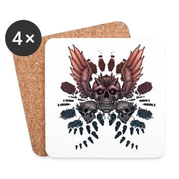 Mécanique Skull + Wings - Dessous de verre (lot de 4) - blanc - Devant