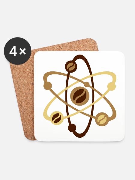 Kaffee (Atommodell) - Untersetzer (4er-Set) - Weiß