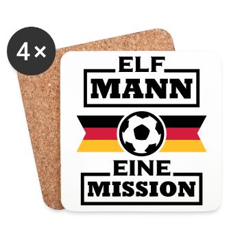 Elf Mann, Eine Mission (Fußball) - Untersetzer (4er-Set) - Weiß - Vorne