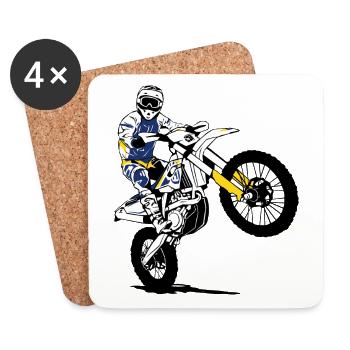 Enduro - tout-terrain - sport tout-terrain moto - Dessous de verre (lot de 4) - blanc - Devant