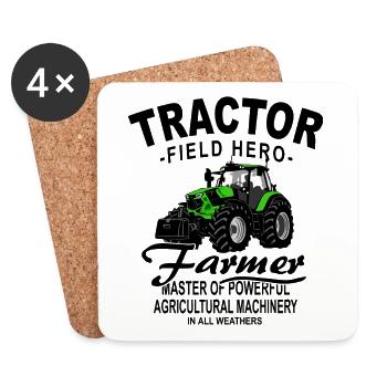 Traktor - Schlepper - Landwirt - Bauer - Untersetzer (4er-Set) - Weiß - Vorne