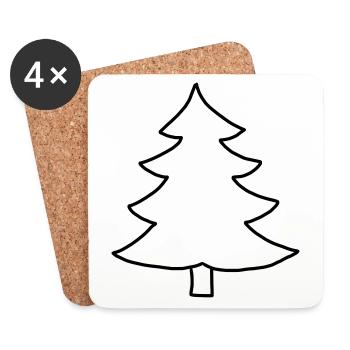 Fir tree drawing - Coasters (set of 4) - white - Front