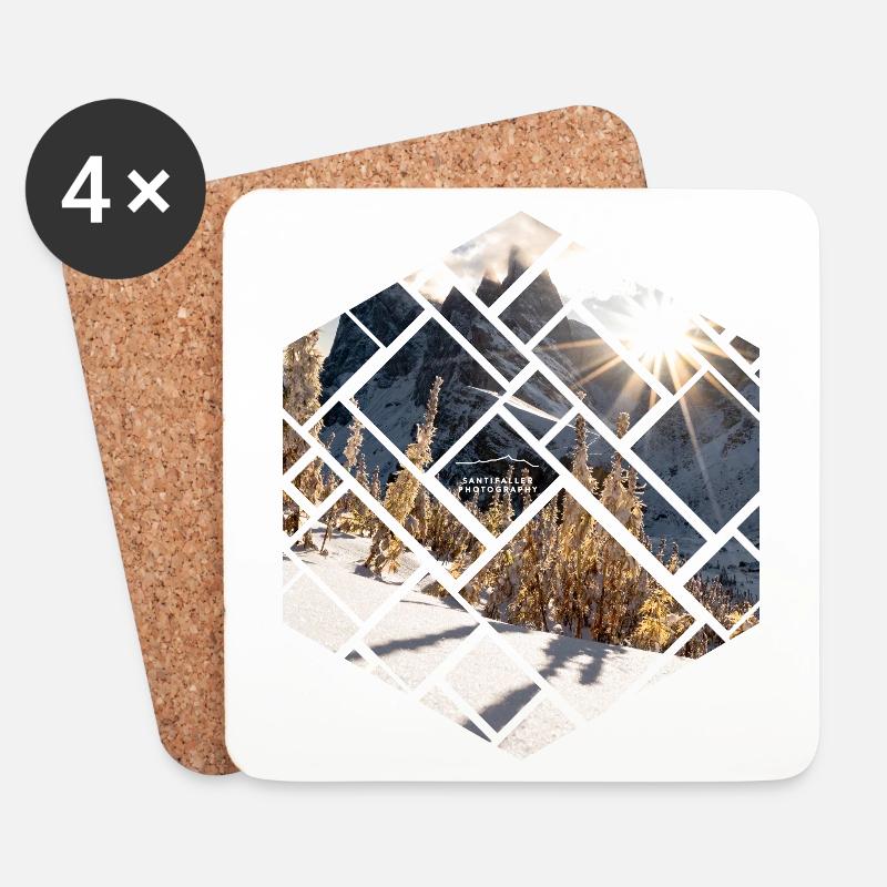 Dolomiten Seceda Winterlandschaft - Untersetzer (4er-Set) - Weiß