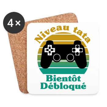 Annoncer grossesse tata, cadeau, femme, naissance - Dessous de verre (lot de 4) - blanc - Devant