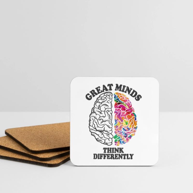 Great Minds Think Differently Creative Brain Coasters (set of 4)