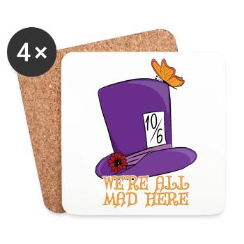 Nous sommes tous fous ici - Mad Hatter Top Hat - Dessous de verre (lot de 4) - blanc - Devant