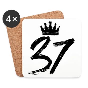 37 Number crown - Coasters (set of 4) - white - Front