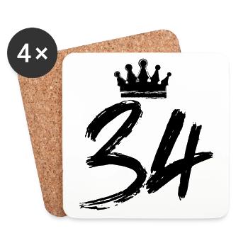 34 Couronne numérique - Dessous de verre (lot de 4) - blanc - Devant