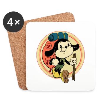 vintage backpacker cartoon - Coasters (set of 4) - white - Front
