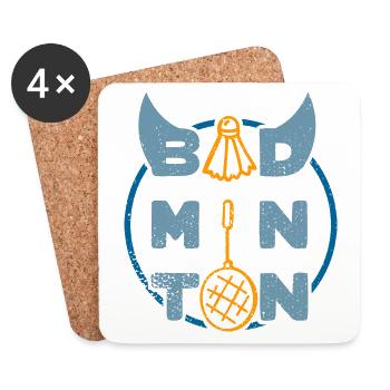 Badminton (Typo-Ball-Racket-Edition) - Coasters (set of 4) - white - Front