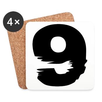 9 Zahl - Untersetzer (4er-Set) - Weiß - Vorne