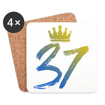 37 Number crown - Coasters (set of 4) - white - Front