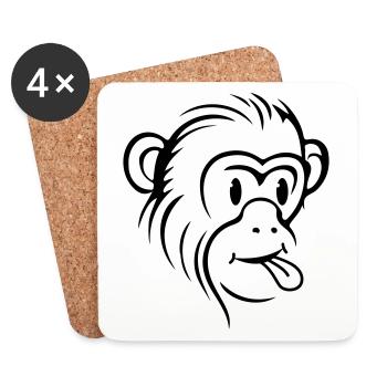 Affe Lustig - Untersetzer (4er-Set) - Weiß - Vorne