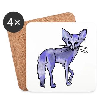 Magischer Wüstenfuchs, Blau - Untersetzer (4er-Set) - Weiß - Vorne