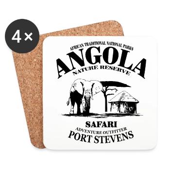 Angola - Eléphant - Dessous de verre (lot de 4) - blanc - Devant