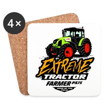 Tracteur - Tracteur - Agriculteur - Agriculteur - Dessous de verre (lot de 4) - blanc - Devant