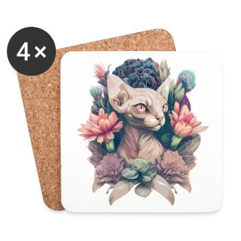 Mystical Sphinx Cat - Coasters (set of 4) - white - Front