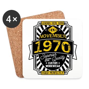 1970 NOVEMBER - Dessous de verre (lot de 4) - blanc - Devant