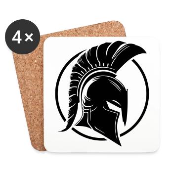 Spartaner Helm Krieger Sparta - Untersetzer (4er-Set) - Weiß - Vorne