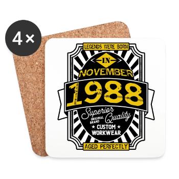 1988 NOVEMBER - Coasters (set of 4) - white - Front