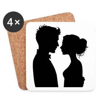 Couple Wedding Couple Marriage - Coasters (set of 4) - white - Front