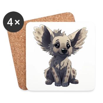 Hyène, Koala & Chien - Grandes oreilles - Dessous de verre (lot de 4) - blanc - Devant