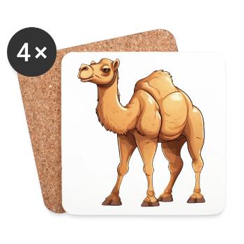 Stilvolles Kamel-Design, Exotisches Motiv für - Untersetzer (4er-Set) - Weiß - Vorne