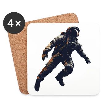 Silhouette d’astronaute flottante en apesanteur - Dessous de verre (lot de 4) - blanc - Devant