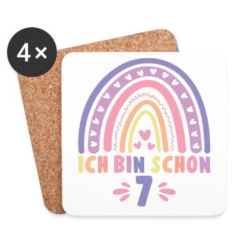 Ich bin schon 7 - 7 Geburtstag Mädchen Geschenk - Untersetzer (4er-Set) - Weiß - Vorne