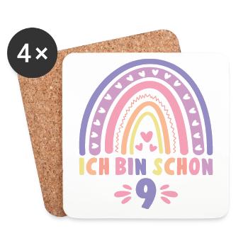 Ich bin schon 9 - 9 Geburtstag Mädchen Geschenk - Untersetzer (4er-Set) - Weiß - Vorne