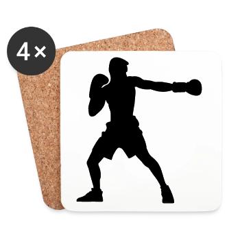 Boxer silhouette, vivid boxing design - Coasters (set of 4) - white - Front