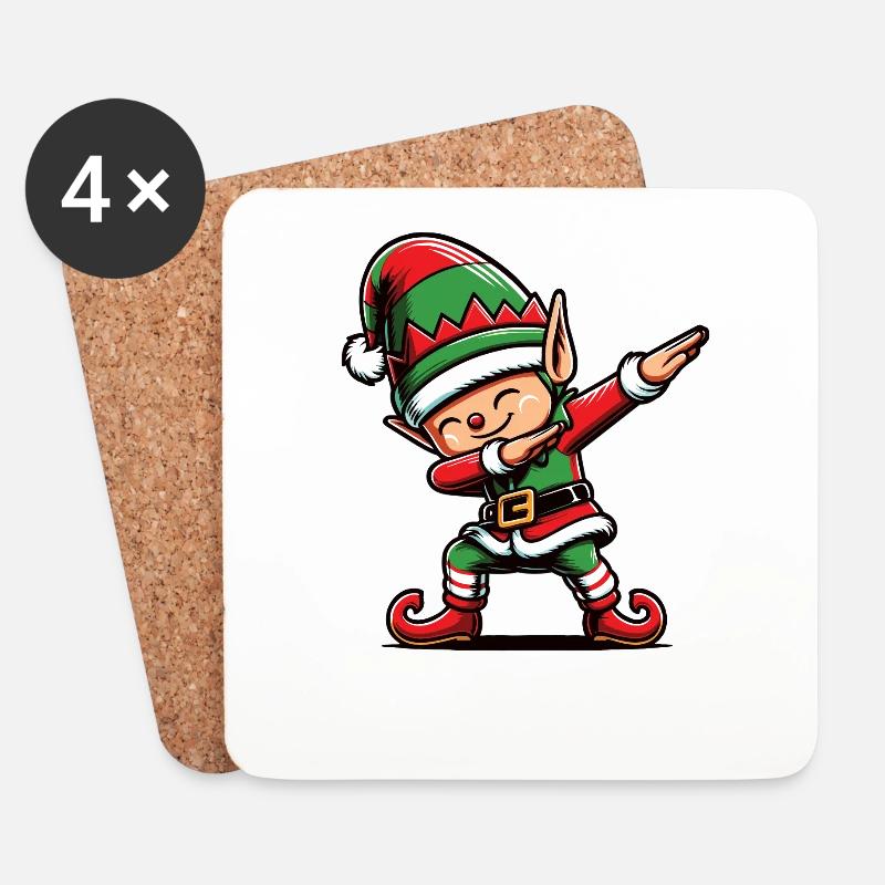 Dabbing Weihnachts Elf Dab Weihnachten - Untersetzer (4er-Set) - Weiß