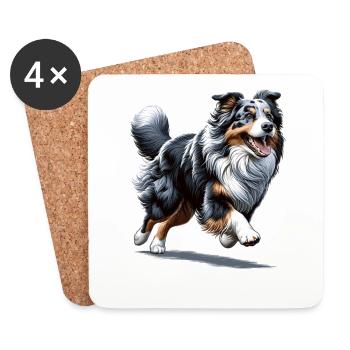 Berger Australien Bleu Merle Aussie Chiens - Dessous de verre (lot de 4) - blanc - Devant