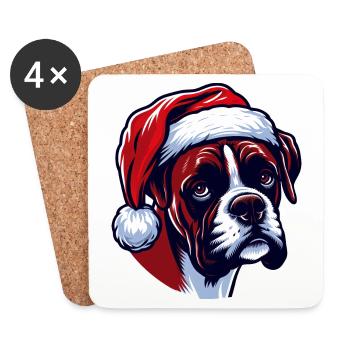 Mignon Boxer Chien Noël Eve Spirit - Dessous de verre (lot de 4) - blanc - Devant