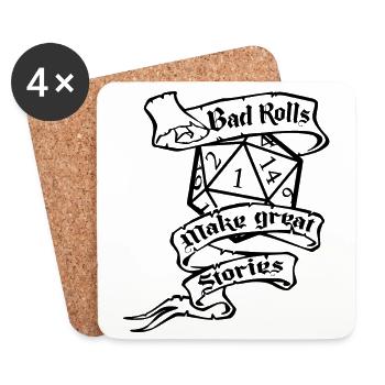 RPG GAME Bad Rolls - Dessous de verre (lot de 4) - blanc - Devant
