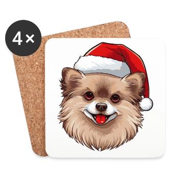 Pomeranian Christmas Portrait Pomeranian Dog - Coasters (set of 4) - white - Front