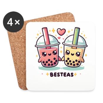 Best-Teas mignon kawaii bubble tea boba tea - Dessous de verre (lot de 4) - blanc - Devant
