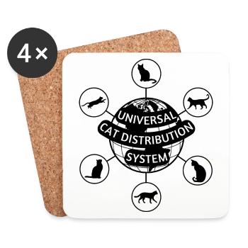 Universal Cat Distribution System - Mock Logo - Coasters (set of 4) - white - Front