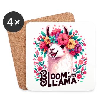 Llama with floral wreath - Coasters (set of 4) - white - Front