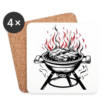 Grill Icon Fire Grilling Icon - Coasters (set of 4) - white - Front