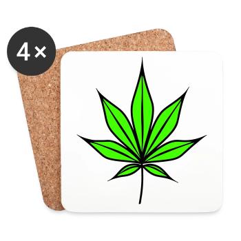 Hanfblatt Weed Hanf Symbol - Untersetzer (4er-Set) - Weiß - Vorne