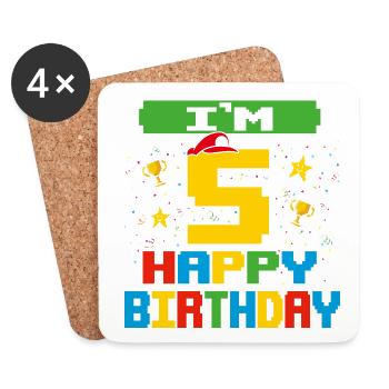 Fünf 5 Jahre 5. Geburtstag Alles Gute zum Geburtstag 5 Jahre alt - Untersetzer (4er-Set) - Weiß - Vorne