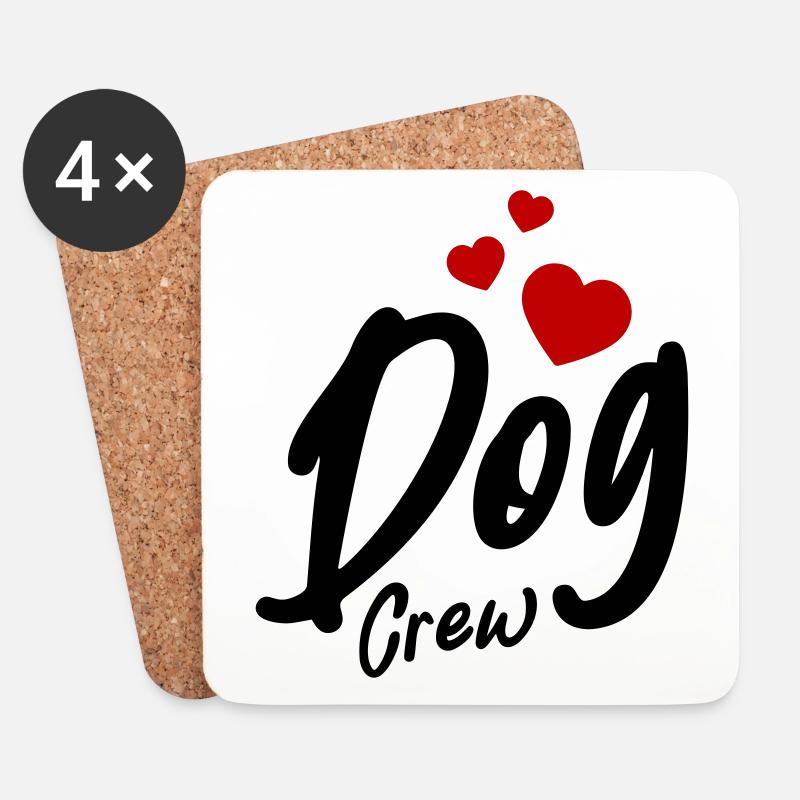 Dog Crew Herz - Untersetzer (4er-Set) - Weiß
