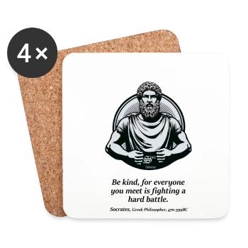 Socrates and kindness - Coasters (set of 4) - white - Front
