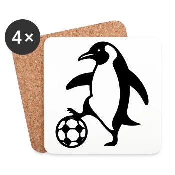 Penguin Soccer Silhouette Minimalist Soccer - Coasters (set of 4) - white - Front