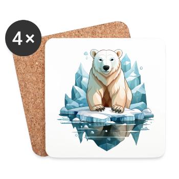 Eisbär zwischen Eis und Schnee - Untersetzer (4er-Set) - Weiß - Vorne