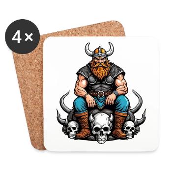 Vikings with Skulls - Coasters (set of 4) - white - Front